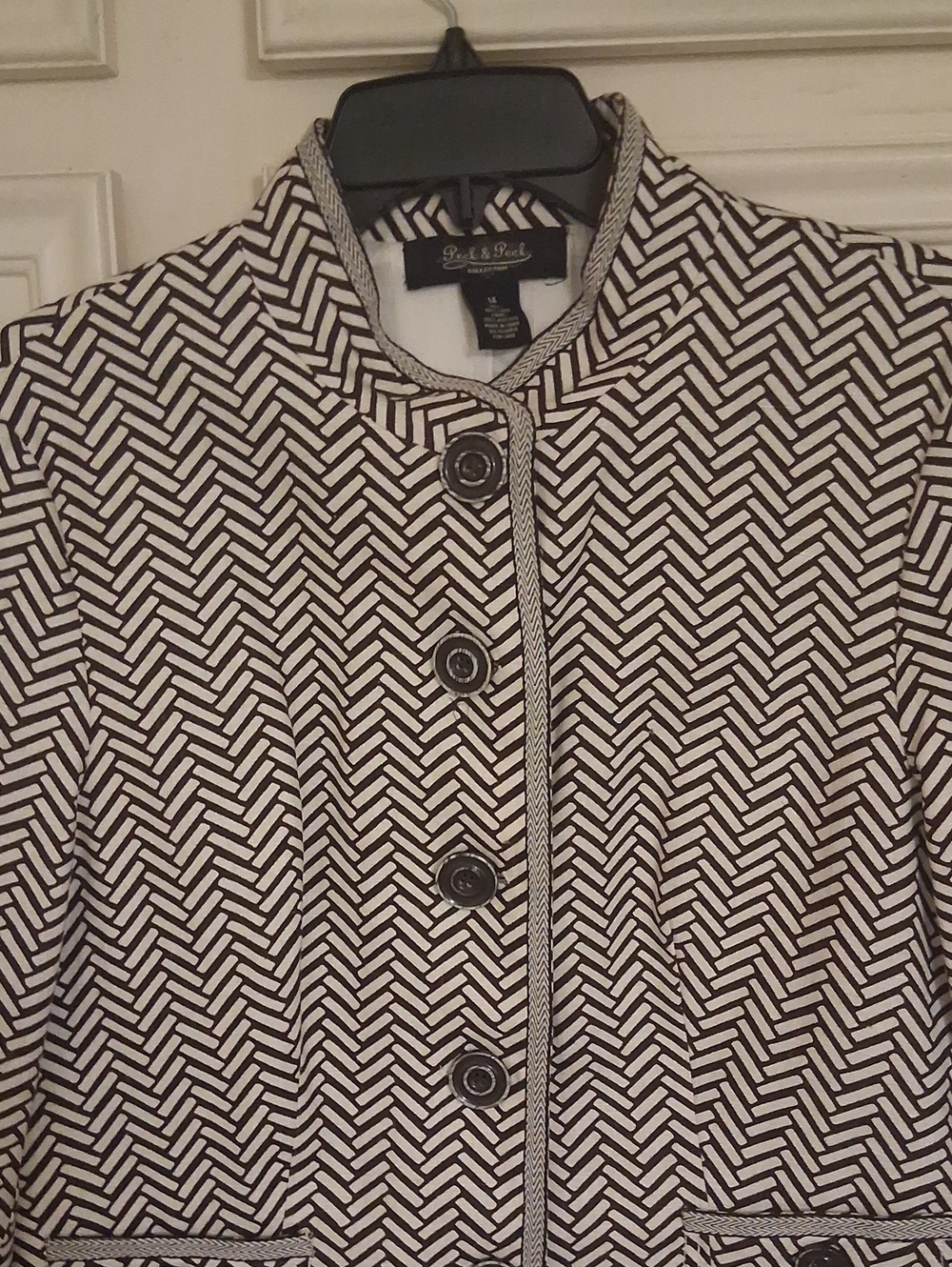 Petite Sophisticate Black & White Patterned Blazer